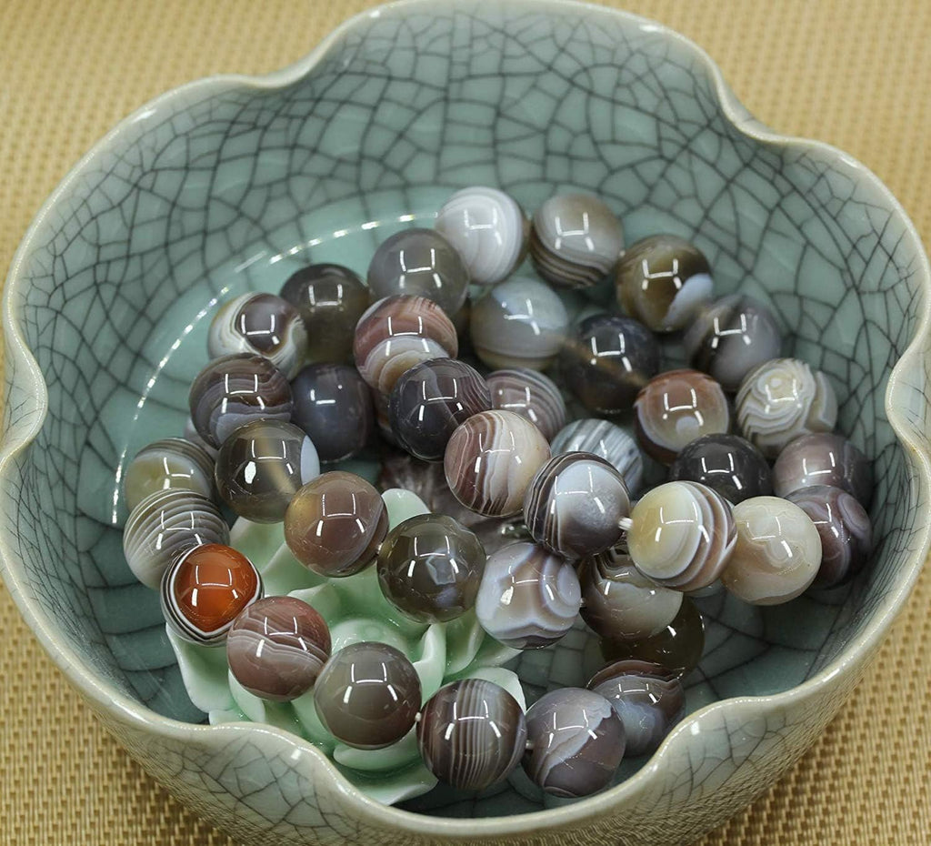 Natural AA Botswana Agate Gemstones Healing Power Elastic Stretch 14mm Beads Beaded Bracelet 7inch Mens