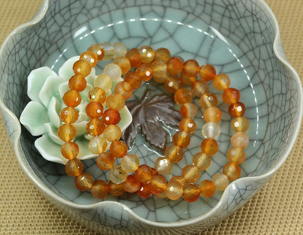 Natural Faceted Red Dream Agate Gemstone 8mm Round Beads Stretch Bracelet 7inch Unisex