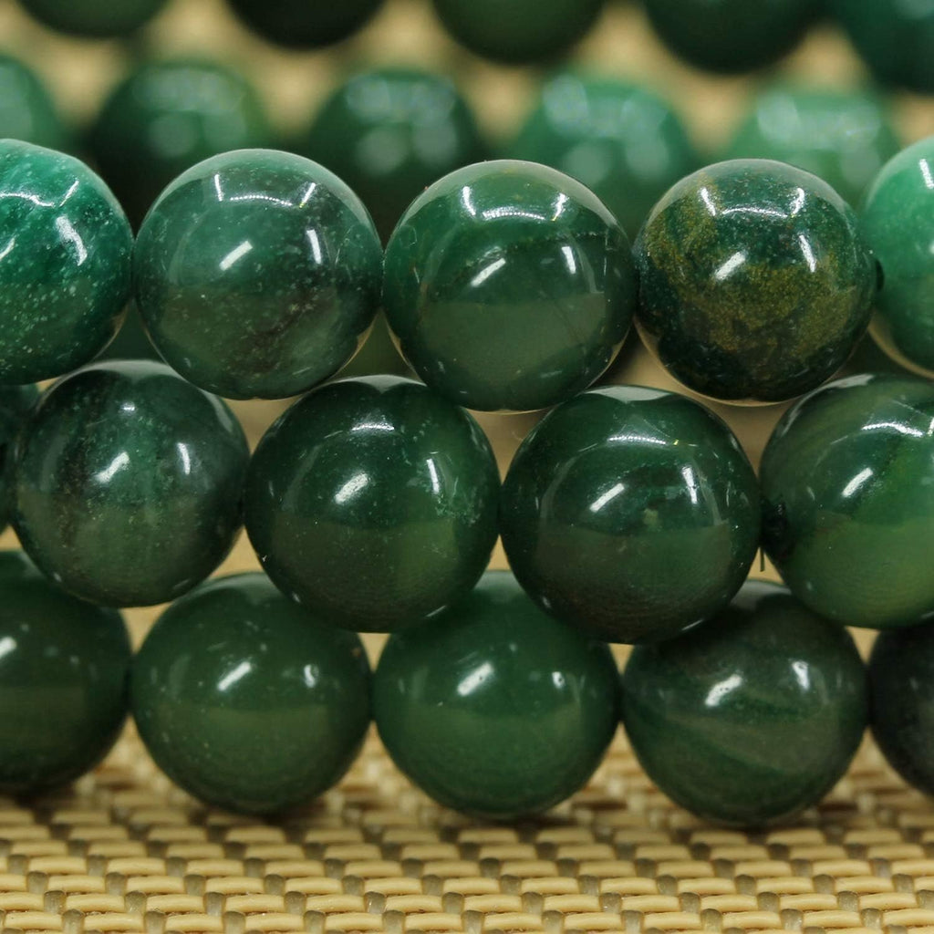 Natural African Serpentine Gemstone 8mm Round Beads Stretch Bracelet 7inch Unisex