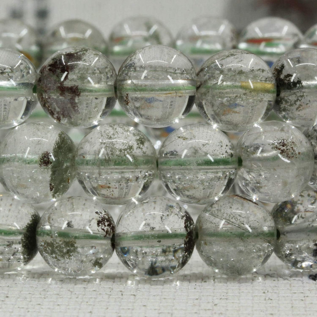 Angelstones Natural Green Ghost Phantom Quartz Genuine Semi-Precious Gemstones Healing 10mm Beaded Stretch Bracelet 7inch Unisex