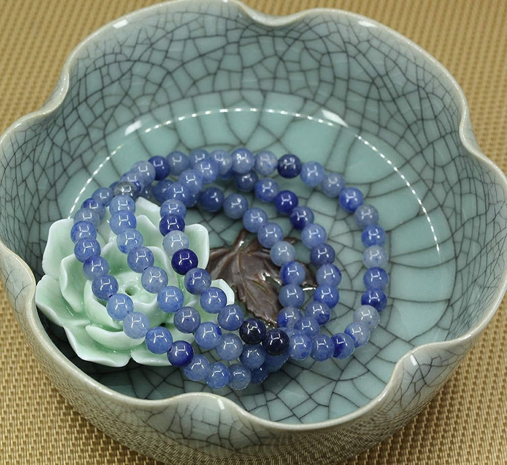 Angelstones Natural Blue Aventurine Gemstone 6mm Round Beads Stretch Bracelet 7inch Unisex
