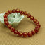 Angelstones Natural Six Words Red Agate 8mm Round Beads Stretch Bracelet 7inch Unisex