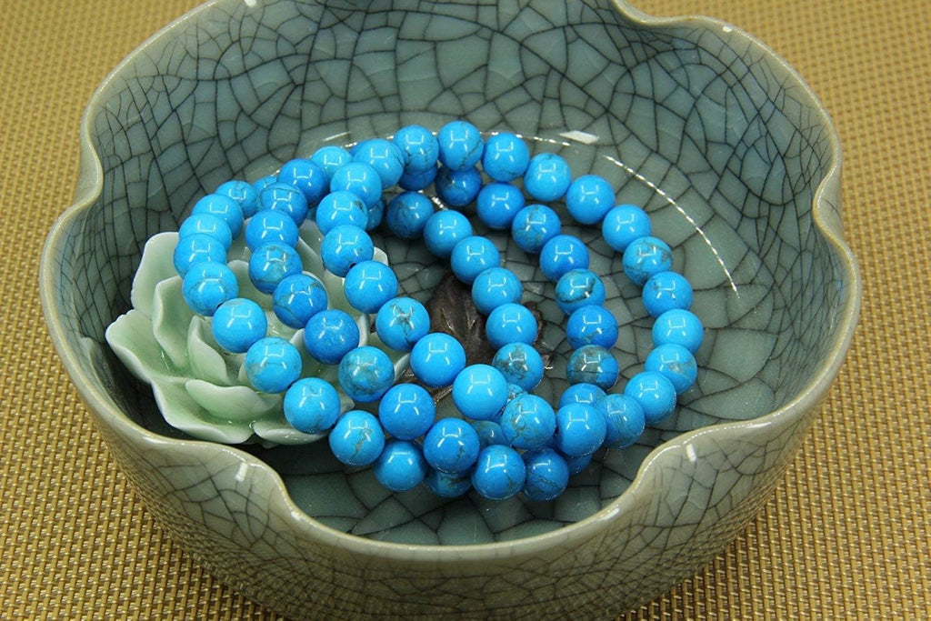 Natural Turquoise Howlite Gemstone 8mm Round Beads Stretch Bracelet 7inch Unisex