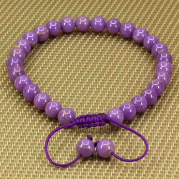 Angelstones Handmade Gemstone 6mm Lavendar PhosphosideriteRound Beads Adjustable Braided Macrame Tassels Chakra Reiki Bracelets 7-9 inch Unisex