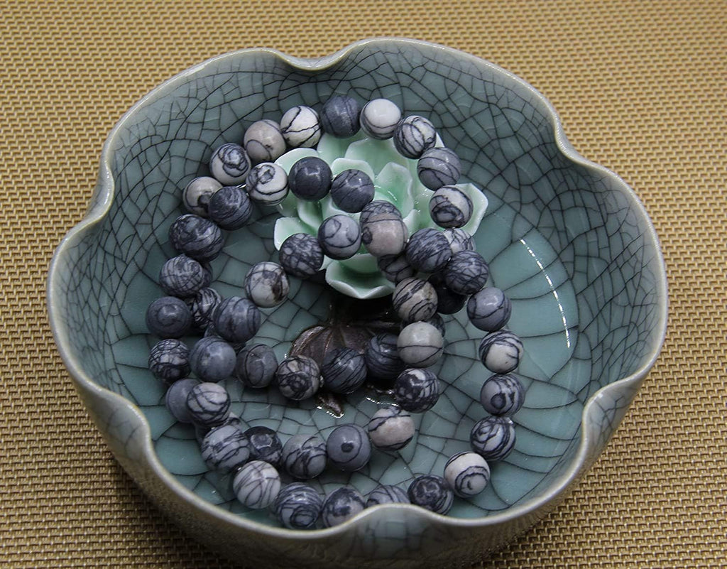 Angelstones Natural Matt Frosted Picasso Jasper Genuine Semi-Precious Gemstones Healing 10mm Beaded Stretch Bracelet 7inch Unisex