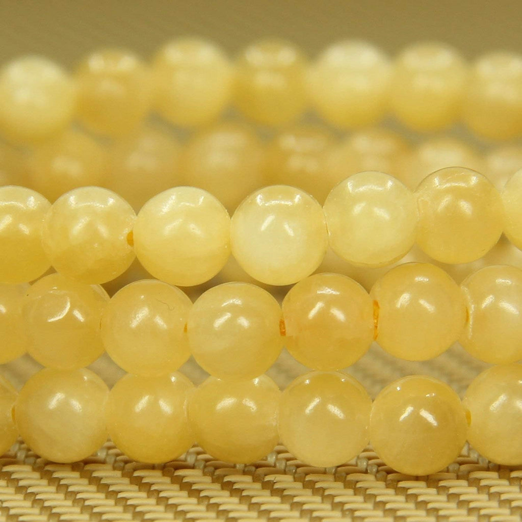 Angelstones Natural Yellow Jade Gemstone 6mm Round Beads Stretch Bracelet 7inch Unisex