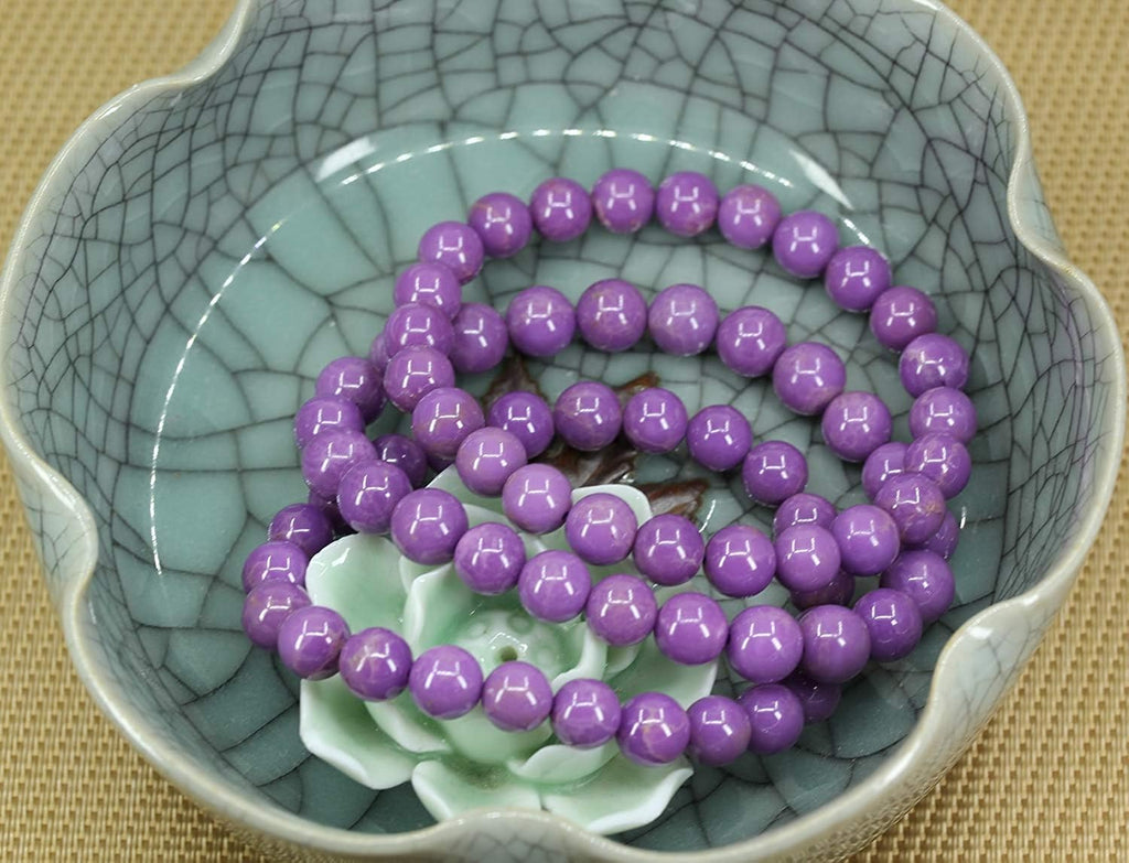 Natural A Grade Lavendar Phosphosiderite Gemstone 8mm Round Beads Stretch Bracelet 7inch Unisex