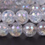 Aqua Aura Crackle Natural Clear Quartz Gemstone 8mm Round Beads Stretch Bracelet 7inch