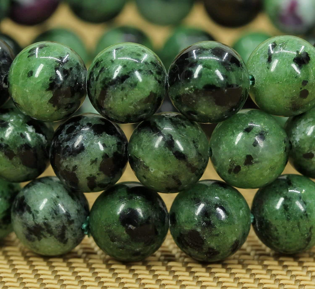 Angelstones Natural Ruby in Zoisite 10mm Round Beads Stretch Bracelet 7inch Unisex