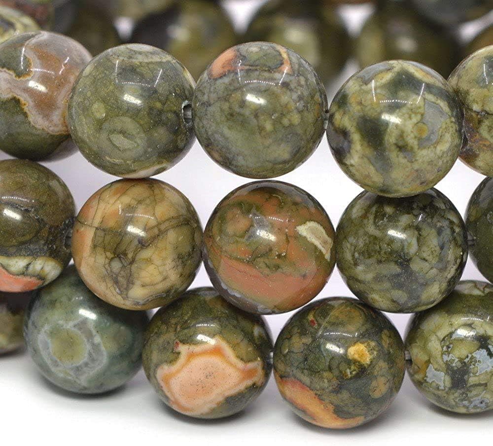 Natural Rhyolite Jasper Gemstone 10mm Round Beads Stretch Bracelet 7inch Unisex