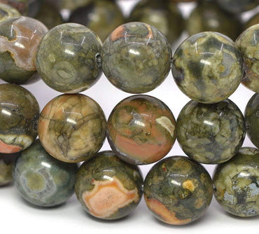 Natural Rhyolite Jasper Gemstone 10mm Round Beads Stretch Bracelet 7inch Unisex