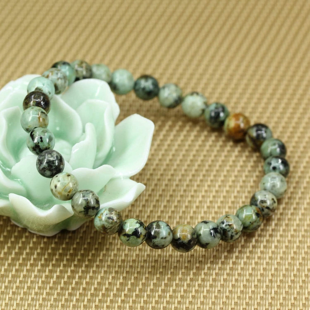 Natural African Turquoise Gemstone 6mm Round Beads Stretch Bracelet 7inch Unisex