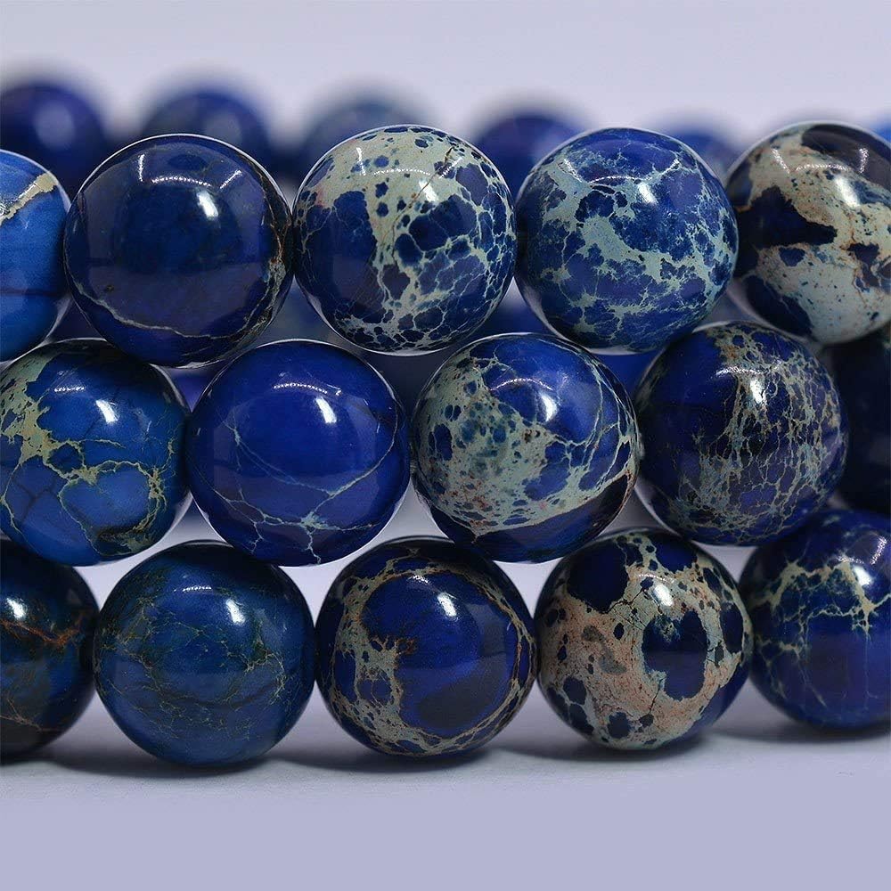 Royal Blue Sea Sediment Jasper Gemstone 8mm Round Beads Stretch Bracelet 7inch
