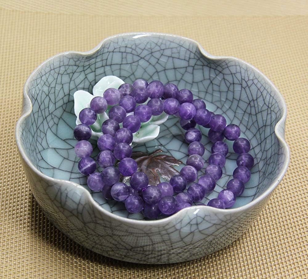 Matt Dark Amethyst Gem Semi Precious Gemstone 8mm Ball Beads Stretch Bracelet 7inch Unisex