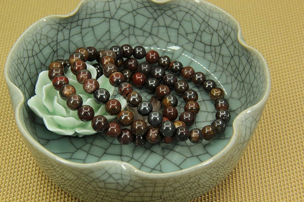 Natural Tiger Iron Gemstone 8mm Round Beads Stretch Bracelet 7inch Unisex