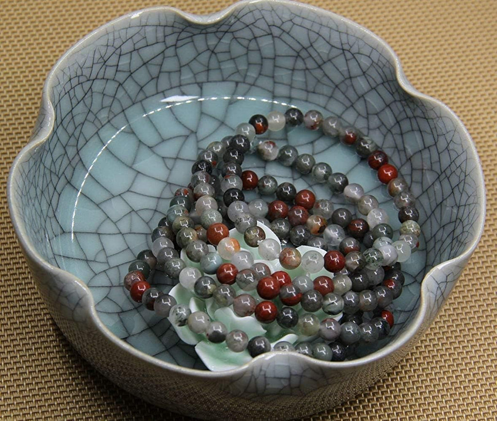 Angelstones Natural African Bloodstone Gemstone 6mm Round Beads Stretch Bracelet 7inch Unisex