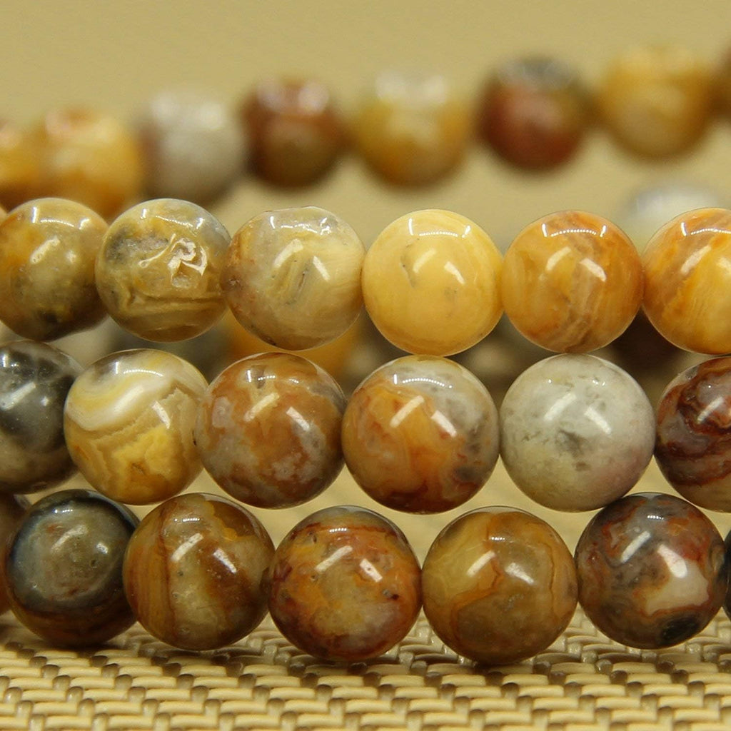 Angelstones Natural Crazy Lace Agate Gemstone 6mm Round Beads Stretch Bracelet 7inch Unisex