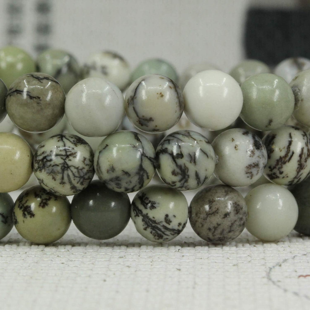 Natural Pine Turquoise Jsaper Gemstone 6mm Round Beads Stretch Bracelet 7inch Unisex