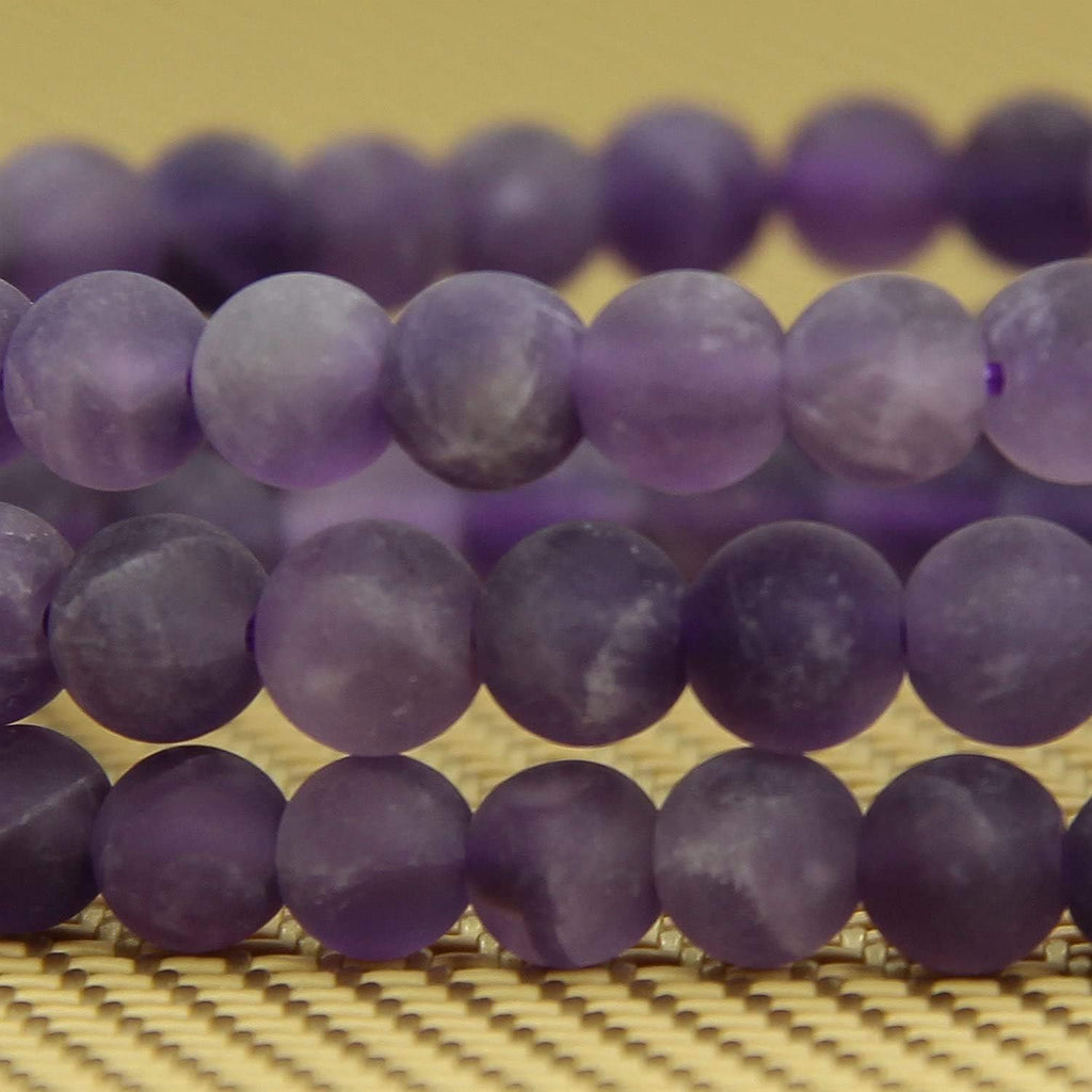 Natural A Grade Matt Amethyst Gemstone 6mm Round Beads Stretch Bracelet 7inch Unisex