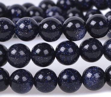 Synthetic Blue Goldstone 6mm Round Beads Stretch Bracelet 6.5inch Unisex