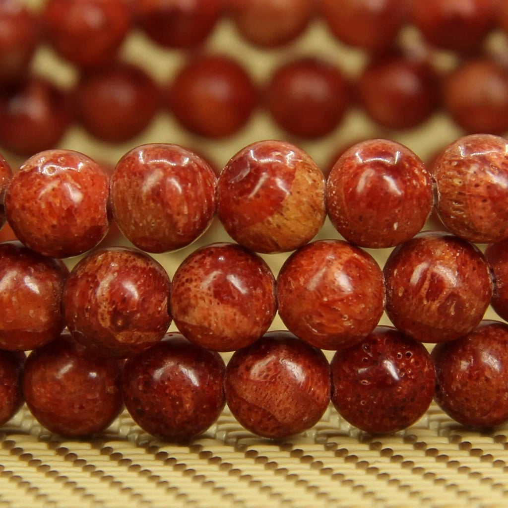 Natural Red Coral Gemstone 6mm Round Beads Stretch Bracelet 7inch Unisex