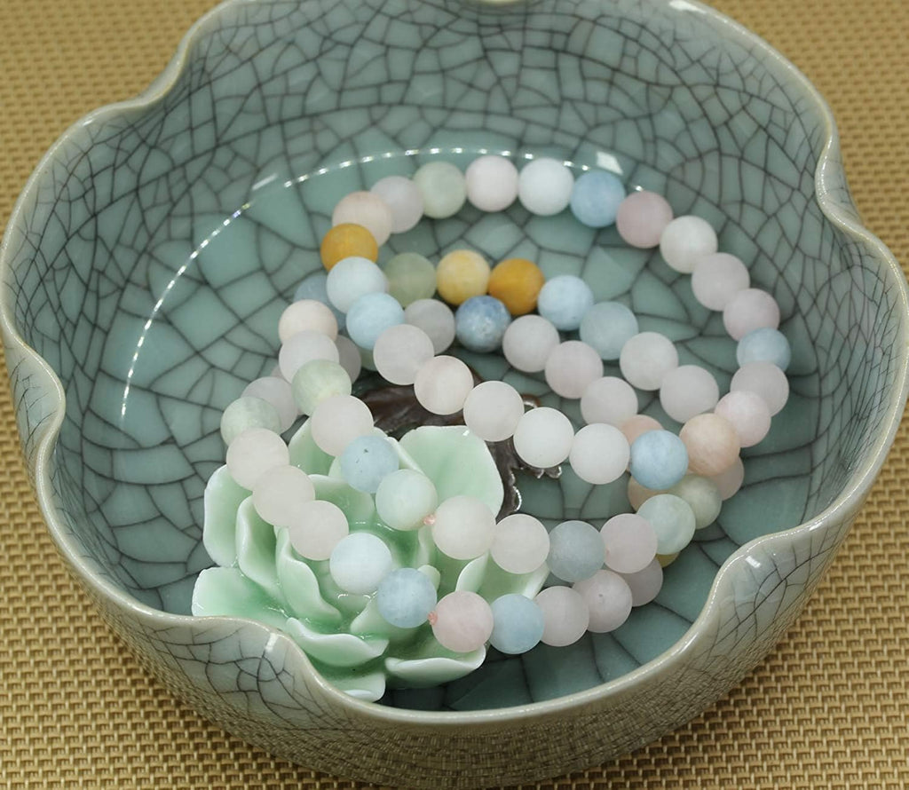 Natural Matte Morganite Beryl Aquamarine Crystal Gemstone 8mm Round Beads Stretch Bracelet 7inch Unisex
