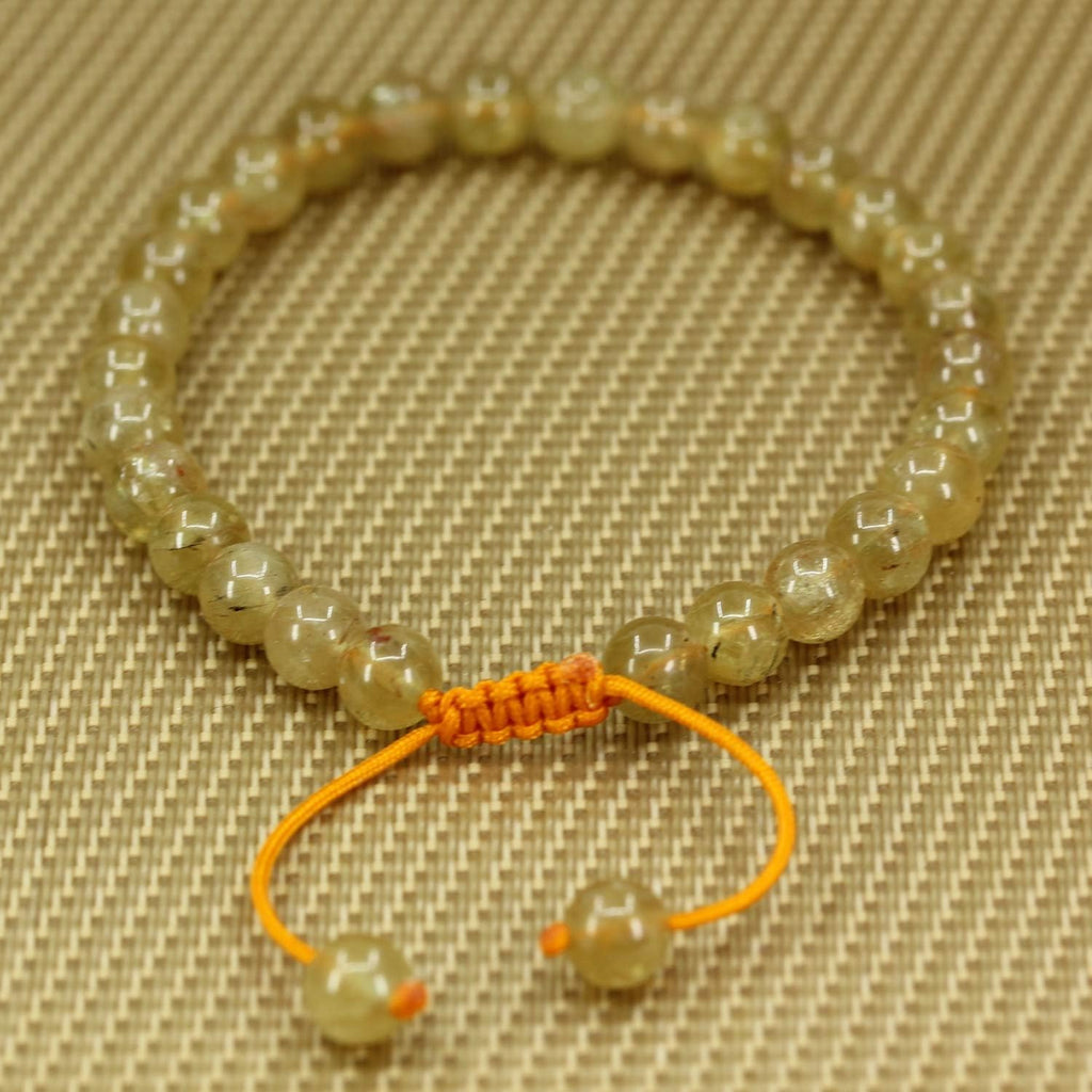 Angelstones Handmade Gemstone 6mm Yellow Green Apatite Round Beads Adjustable Braided Macrame Tassels Chakra Reiki Bracelets 7-9 inch Unisex