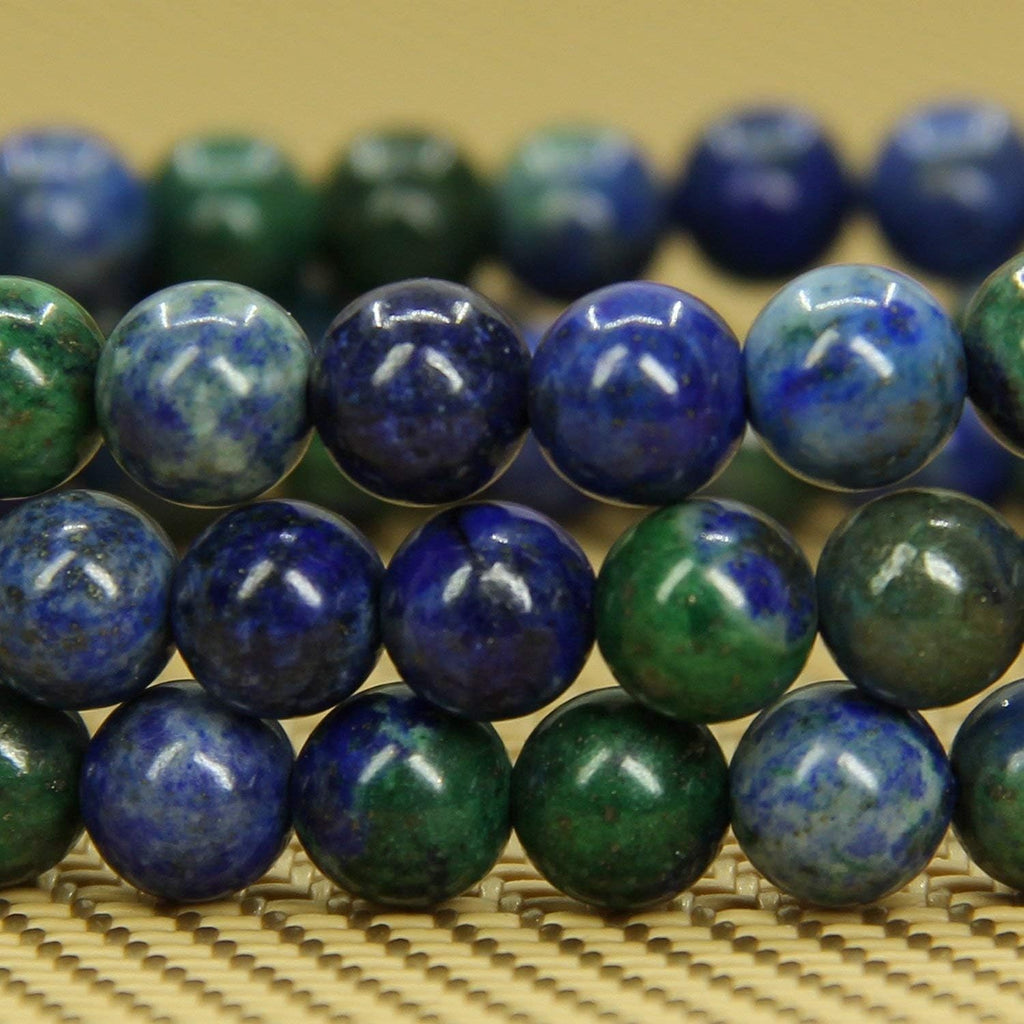 Angelstones Natural Lapis Chrysocolla Gemstone 6mm Round Beads Stretch Bracelet 7inch Unisex