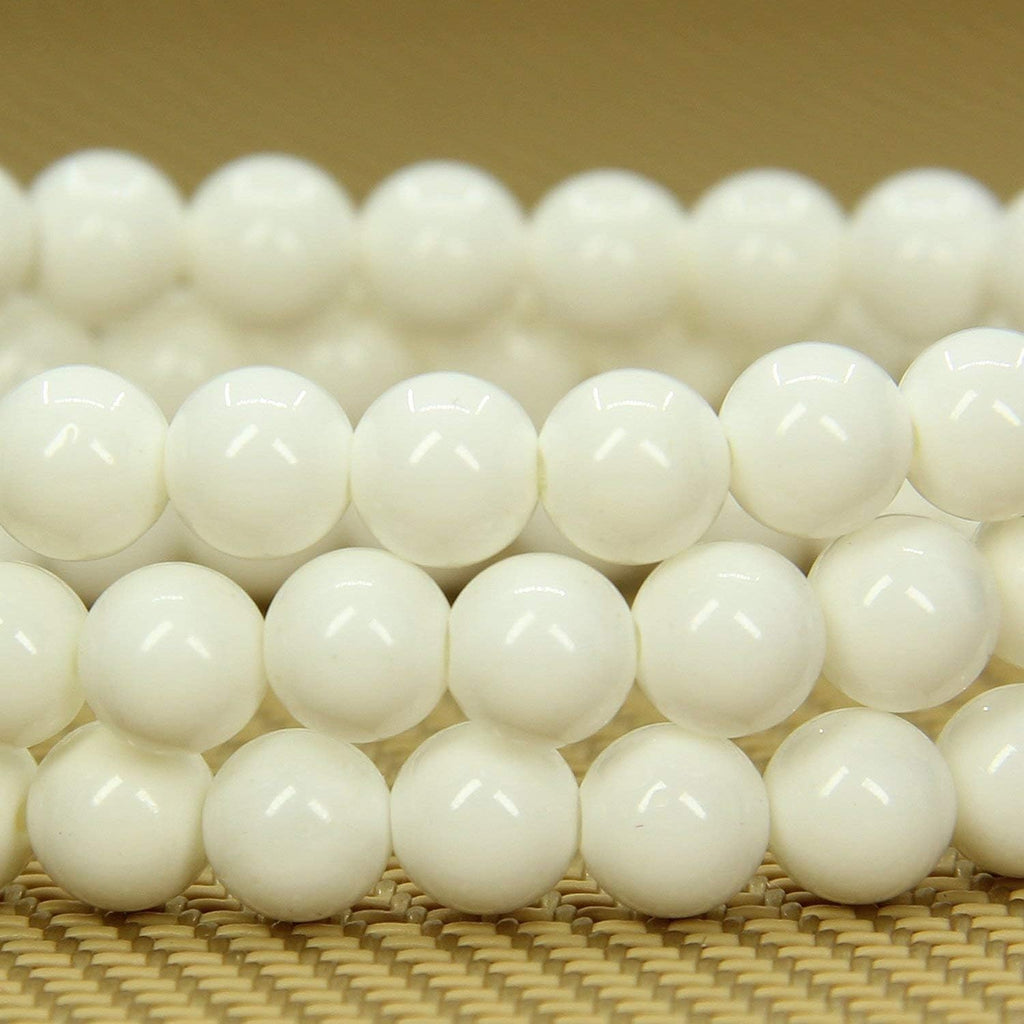 Angelstones Natural Tridacna Shell Gemstone 6mm Round Beads Stretch Bracelet 7inch Unisex
