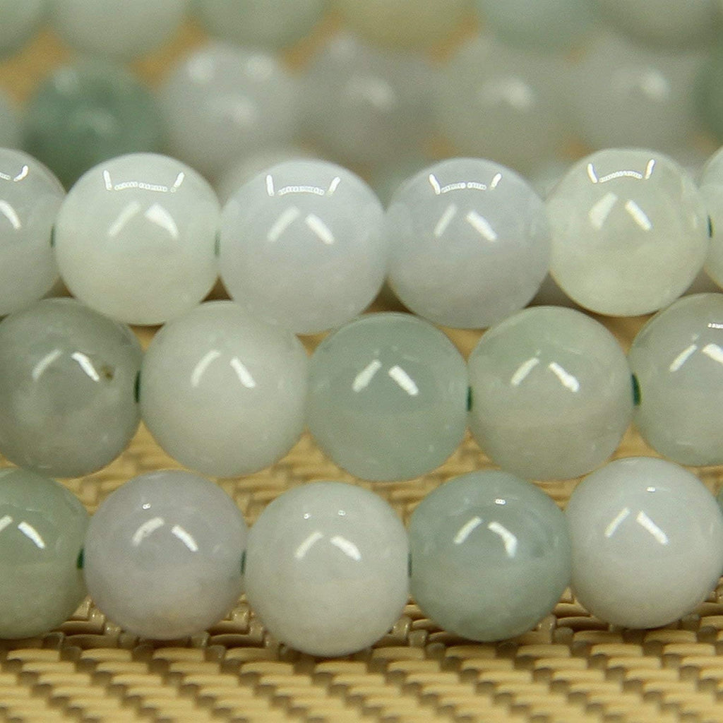 Angelstones Natural Green White Jade Gemstone 6mm Round Beads Stretch Bracelet 7inch Unisex