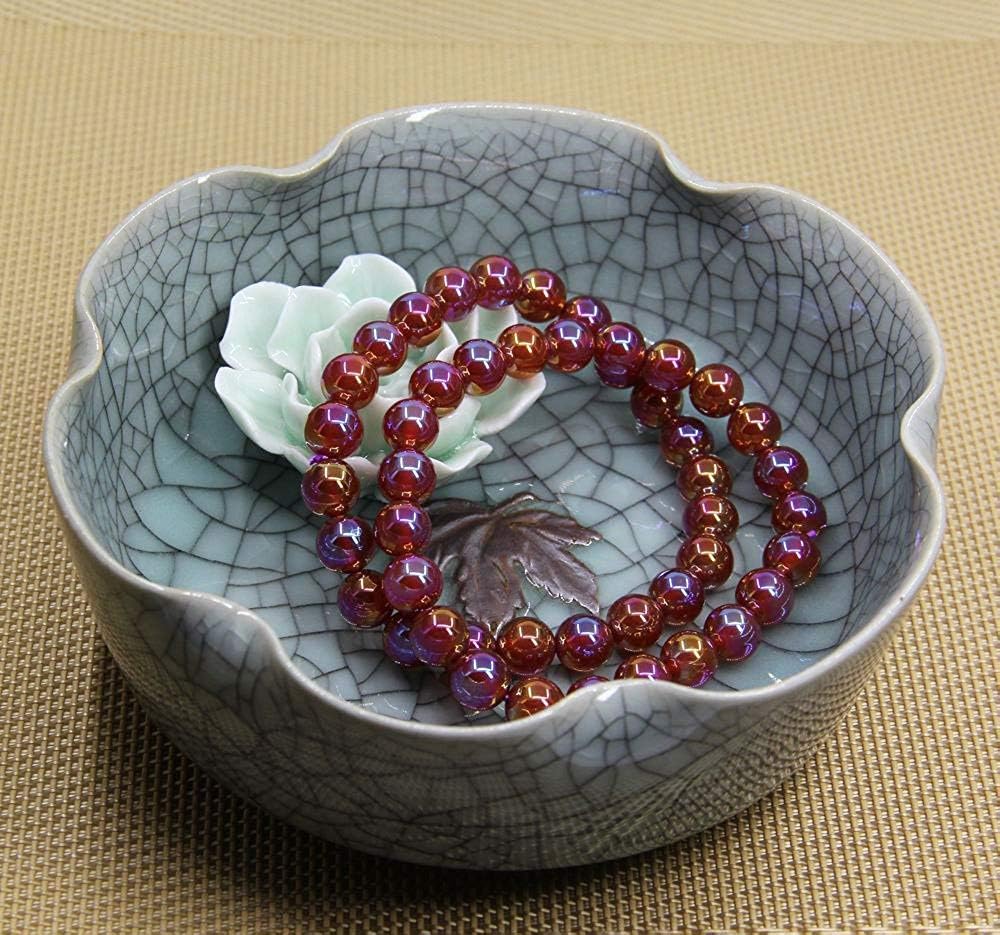 Multicolor Plated Red Agate Gem Semi Precious Gemstone 8mm Ball Beads Stretch Bracelet 7inch Unisex