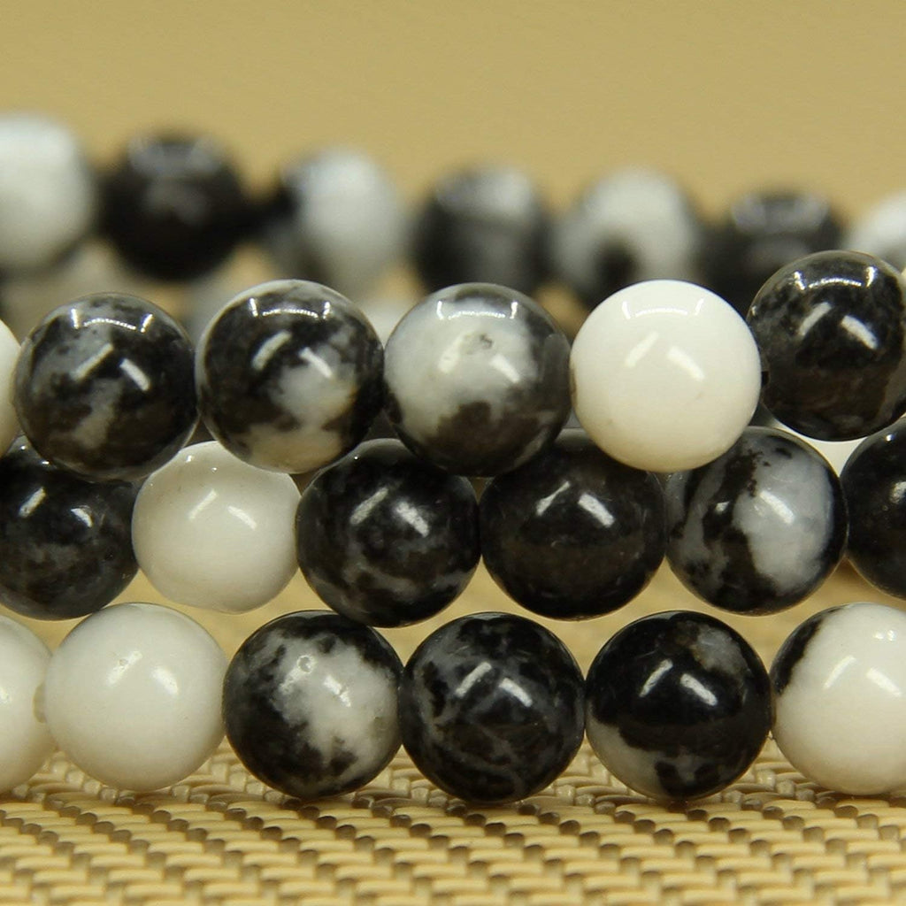 Angelstones Natural Zebra Jasper Gemstone 6mm Round Beads Stretch Bracelet 7inch Unisex
