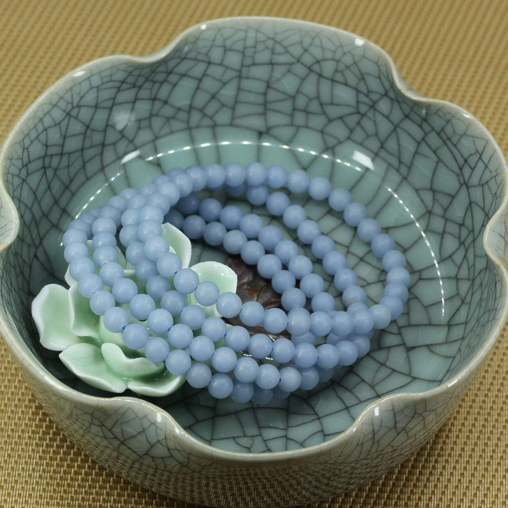 Natural Matte Angelite Gemstone 6mm Round Beads Stretch Bracelet 7inch Unisex