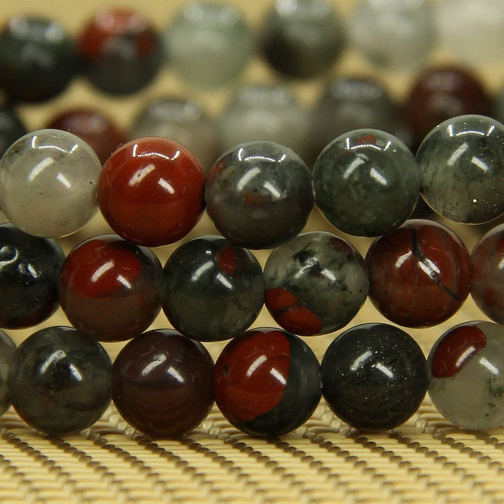 Angelstones Natural African Bloodstone Gemstone 6mm Round Beads Stretch Bracelet 7inch Unisex