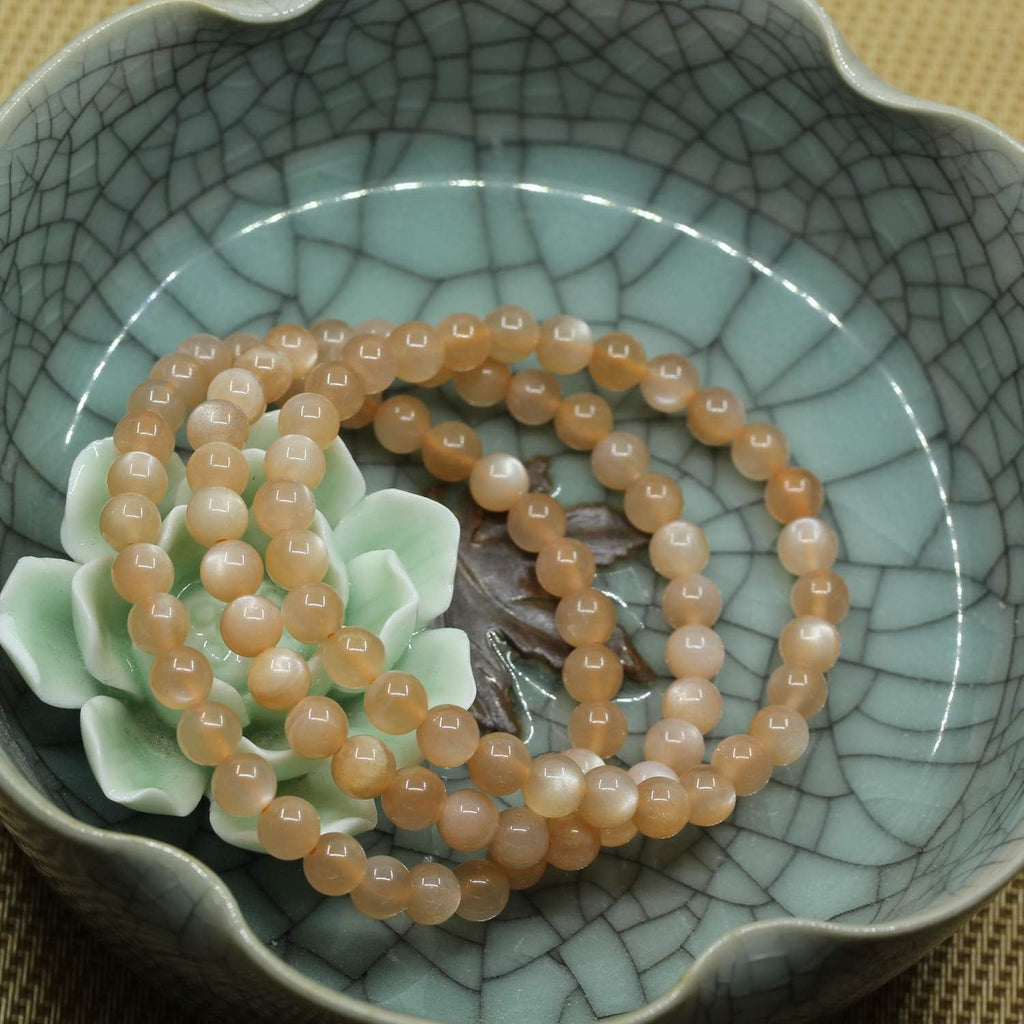 Angelstones Natural Red Sunstone Gemstone 6mm Round Beads Stretch Bracelet 7inch Unisex