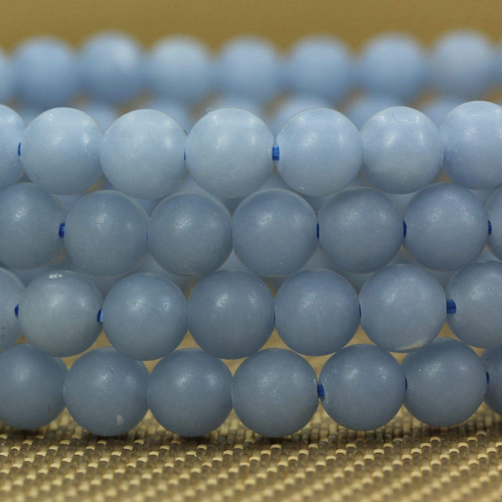 Natural Matte Angelite Gemstone 6mm Round Beads Stretch Bracelet 7inch Unisex