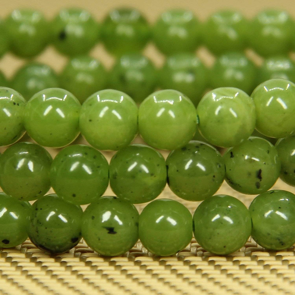 Angelstones Natural Canadian Nephrite Jade Gemstone 6mm Round Beads Stretch Bracelet 7inch Unisex