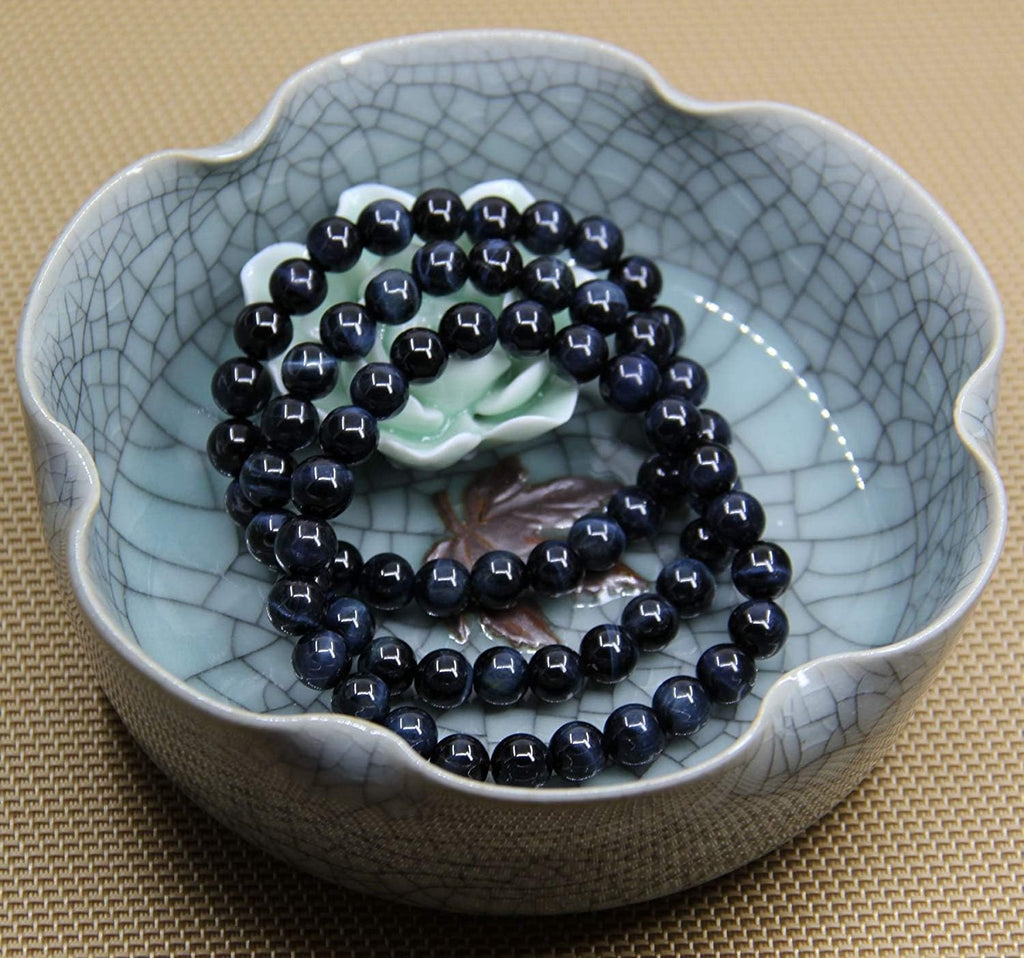 Natural A Grade Blue Tiger Eye Gemstone 8mm Round Beads Stretch Bracelet 7inch Unisex