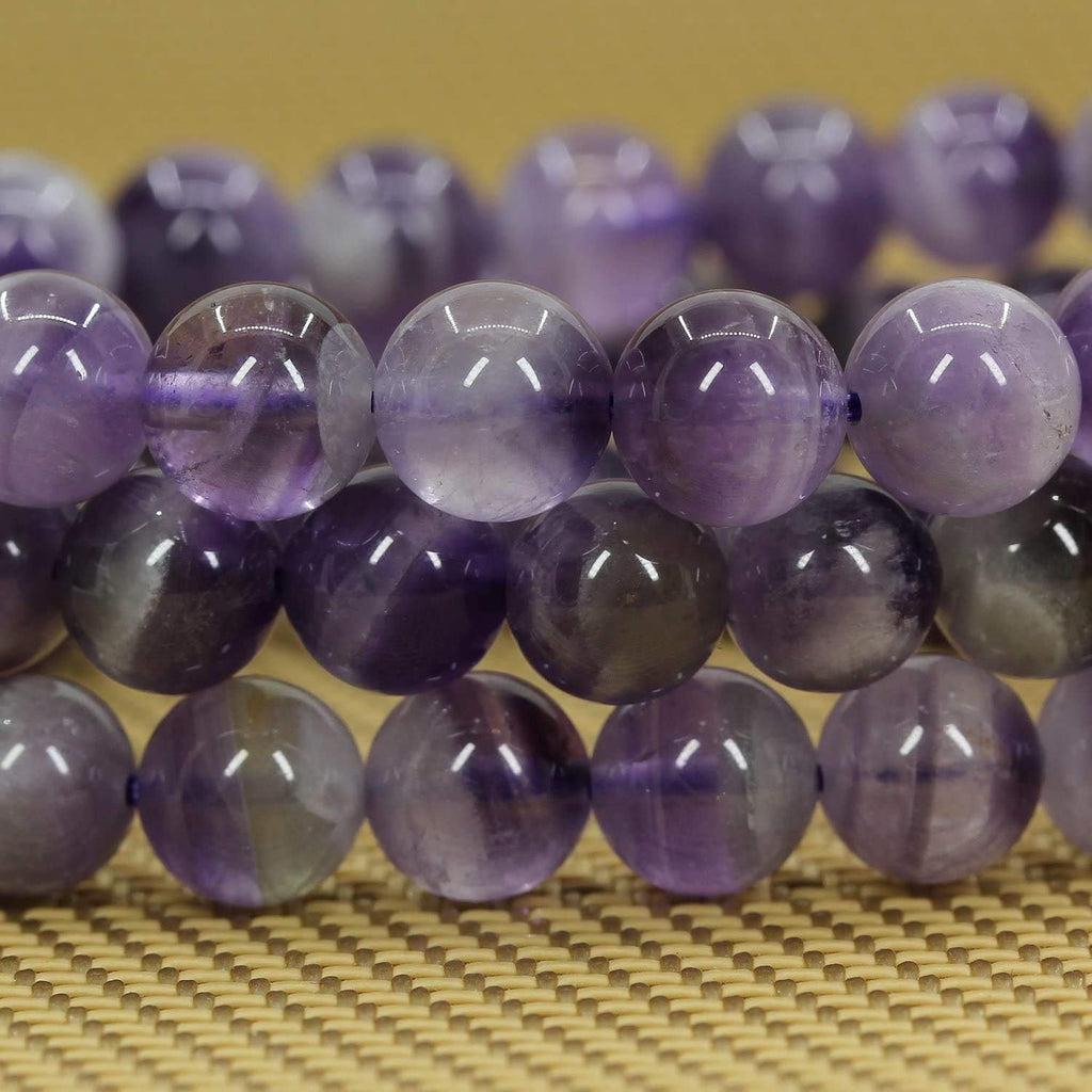 Angelstones Natural Light African Amethyst 8mm Round Beads Stretch Bracelet 7inch Unisex