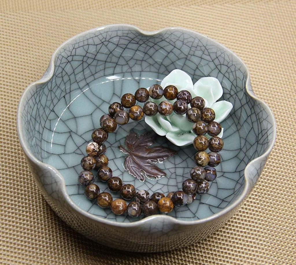 Natural Fire Lace Opal Gemstone 8mm Round Beads Elastic Bracelet 7inch Unisex