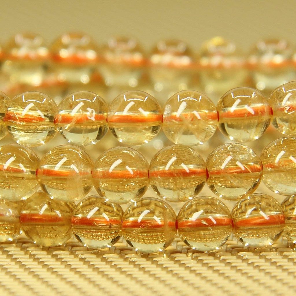 Angelstones Natural AA Grade Citrine Gemstone 6mm Round Beads Stretch Bracelet 7inch Unisex