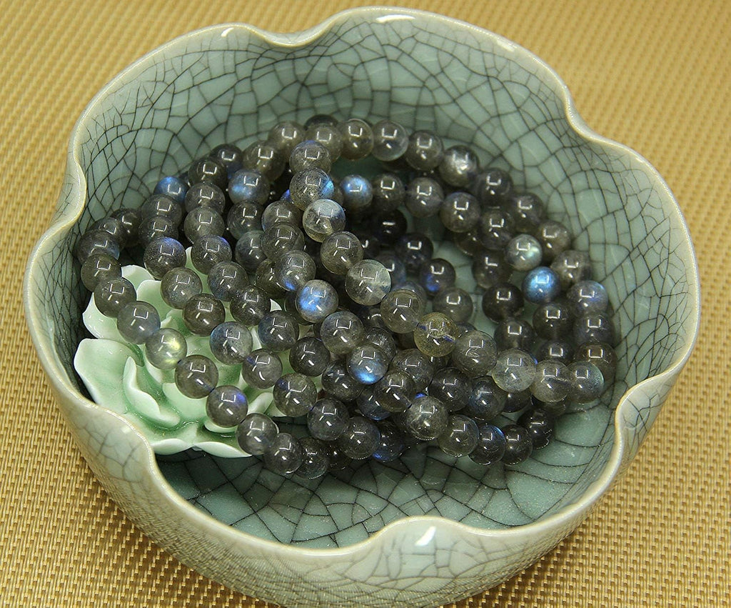 Natural A Grade Labradorite Crystal Gemstone 8mm Round Beads Stretch Bracelet 7inch Unisex