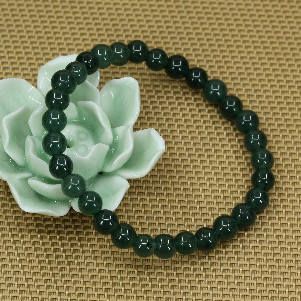 Natural Granite Jade Gemstone 6mm Round Beads Stretch Bracelet 7inch Unisex