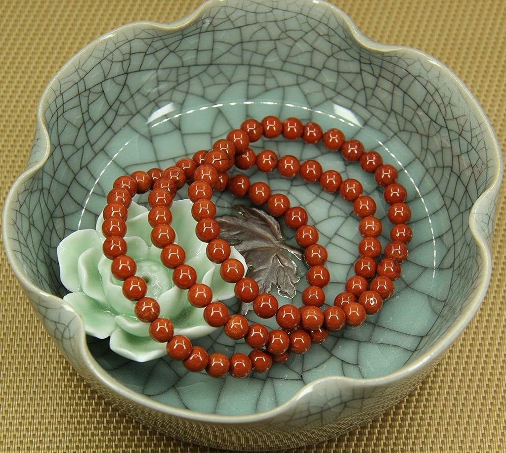 Angelstones Natural Red Jasper Gemstone 6mm Round Beads Stretch Bracelet 7inch Unisex