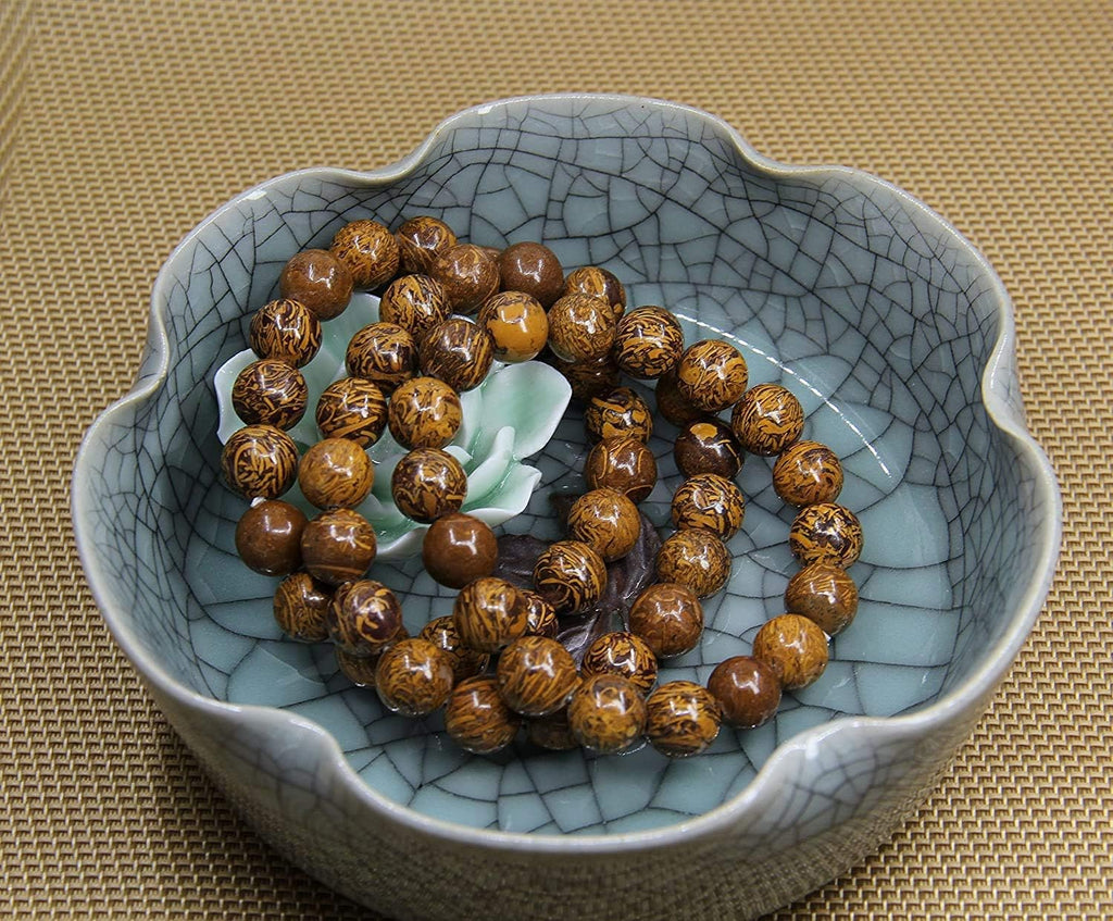 Angelstones Natural Tiger Skin Jasper Genuine Semi-Precious Gemstones Healing 10mm Beaded Stretch Bracelet 7inch Unisex