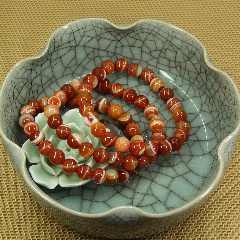 Natural Red Dream Agate Gemstone 8mm Round Beads Stretch Bracelet 7inch Unisex