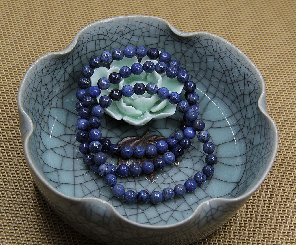 Angelstones Natural A Grade Dumortierite Gemstone 6mm Round Beads Stretch Bracelet 7inch Unisex