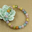 Natural Aqua Aura Multicolor Crackle Quartz Gemstone 8mm Round Beads Stretch Bracelet 7inch Unisex