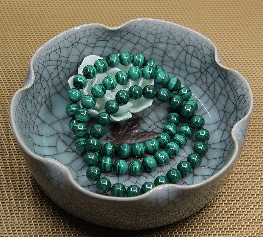 Natural AA Grade Malachite Gemstone 8mm Round Beads Stretch Bracelet 7inch Unisex