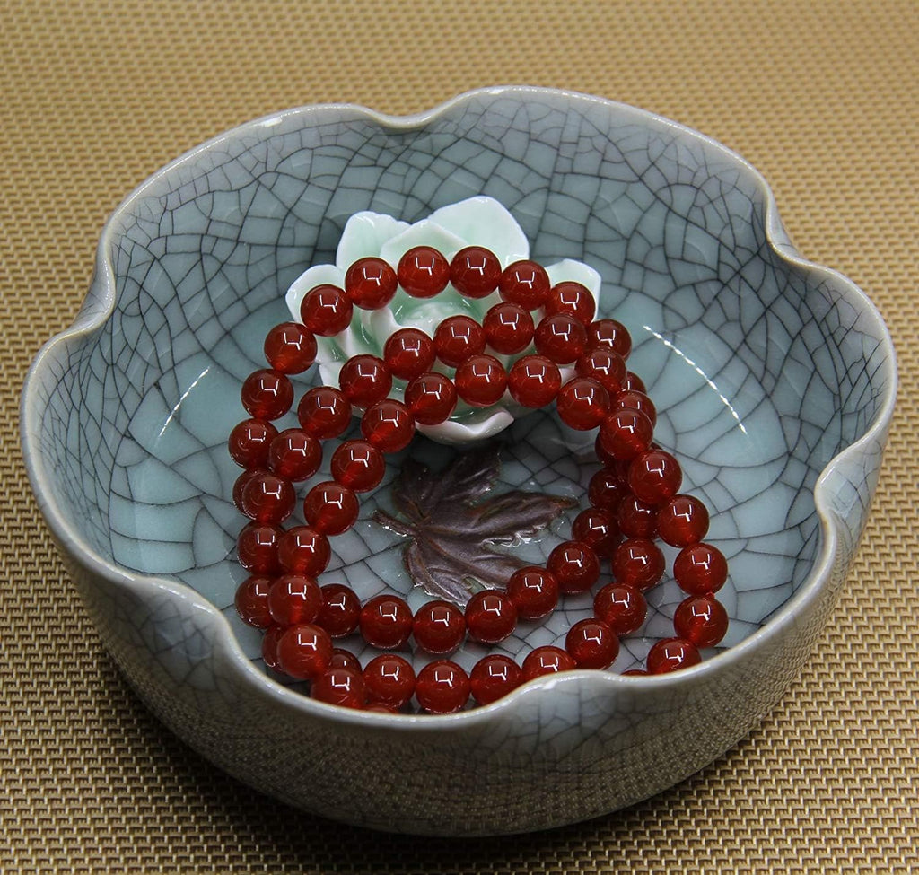 Natural AA Grade Red Agate Gemstone 8mm Round Beads Stretch Bracelet 7inch Unisex